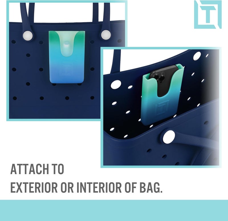Tributary Brands - Blue Ombré Phone Holder for Bogg Bag and Simple Modern Bag - Made of Silicone and Fits All Phone Sizes - Image 2